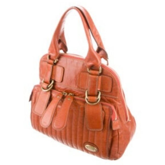 Chloe Vintage Quilted Bay Large Leather Bag in Whiskey Orange - Picture 3 of 15